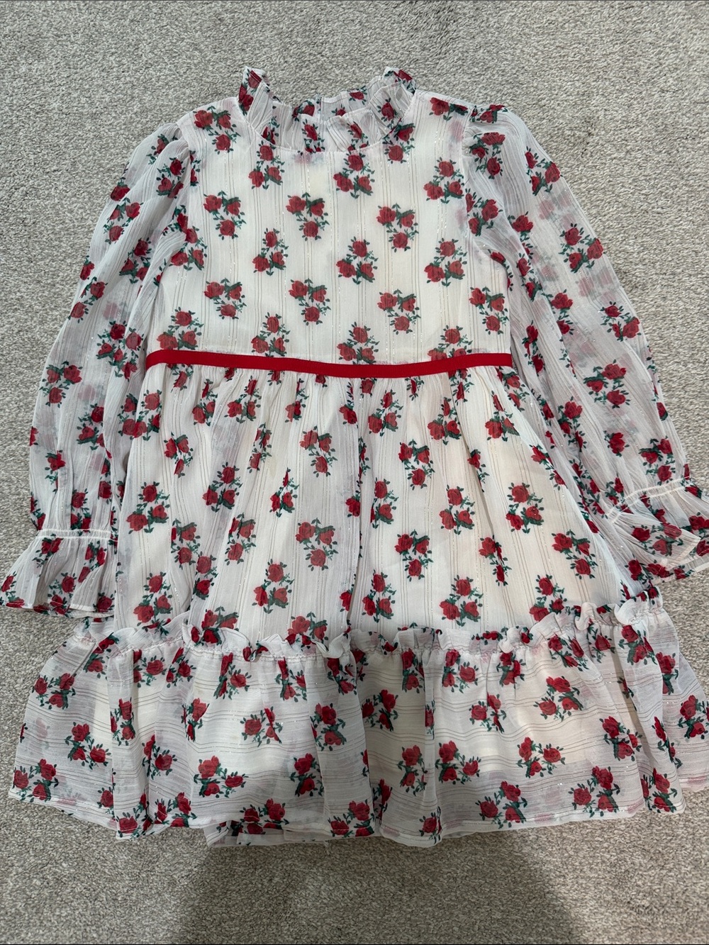 Janie and Jack Dress with Red Rose Print
